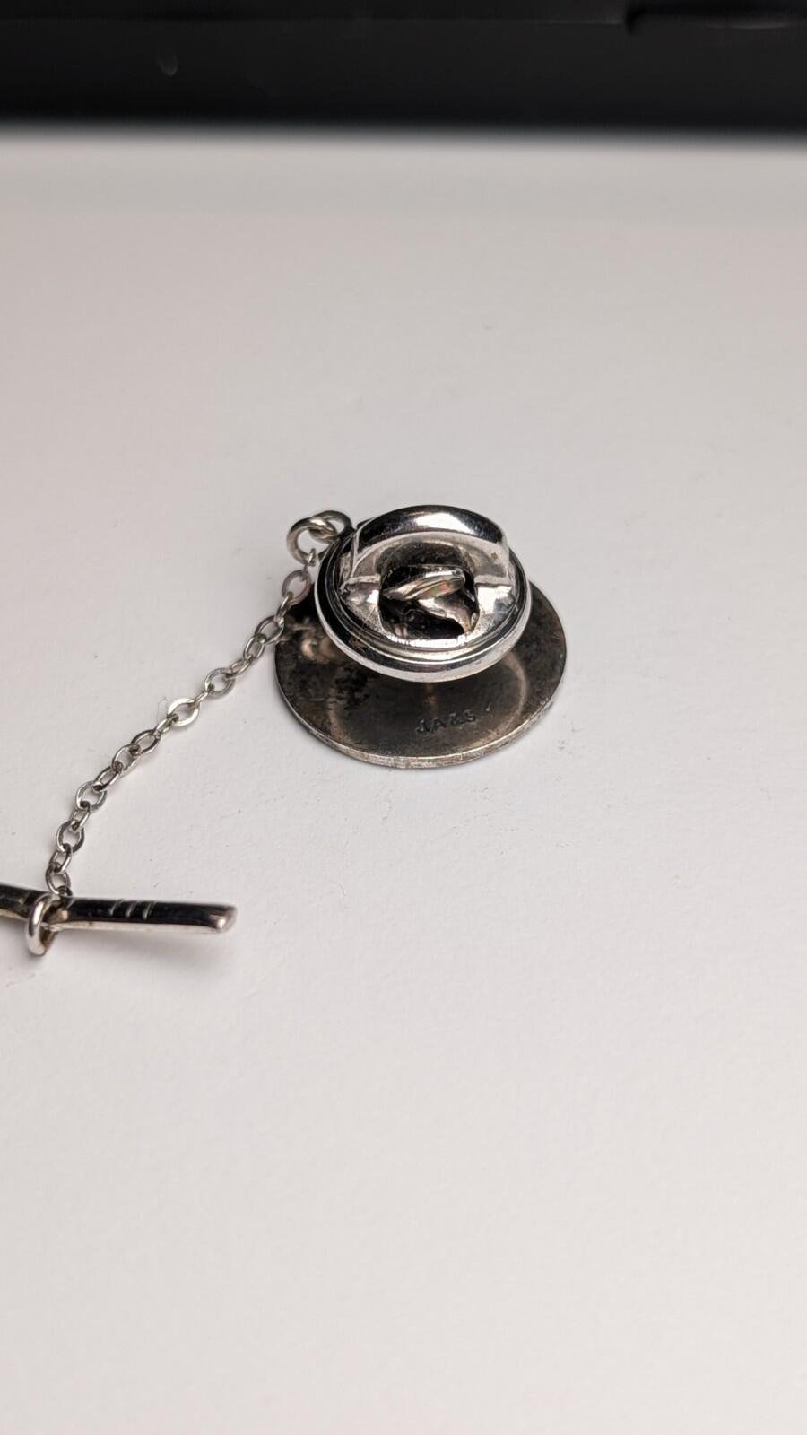 Vintage Sterling Silver Football Tie Pin | 925 Silver Mens Tie Pin - Image 5