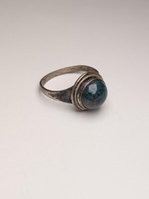 Vintage Sterling Silver Gemstone Moss Agate Ring | Size Q 1/2 | 925 Silver