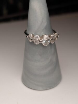 Vintage Sterling Silver CZ 5 Stone Clear Gemstone Ring | Size P 1/2 | 925