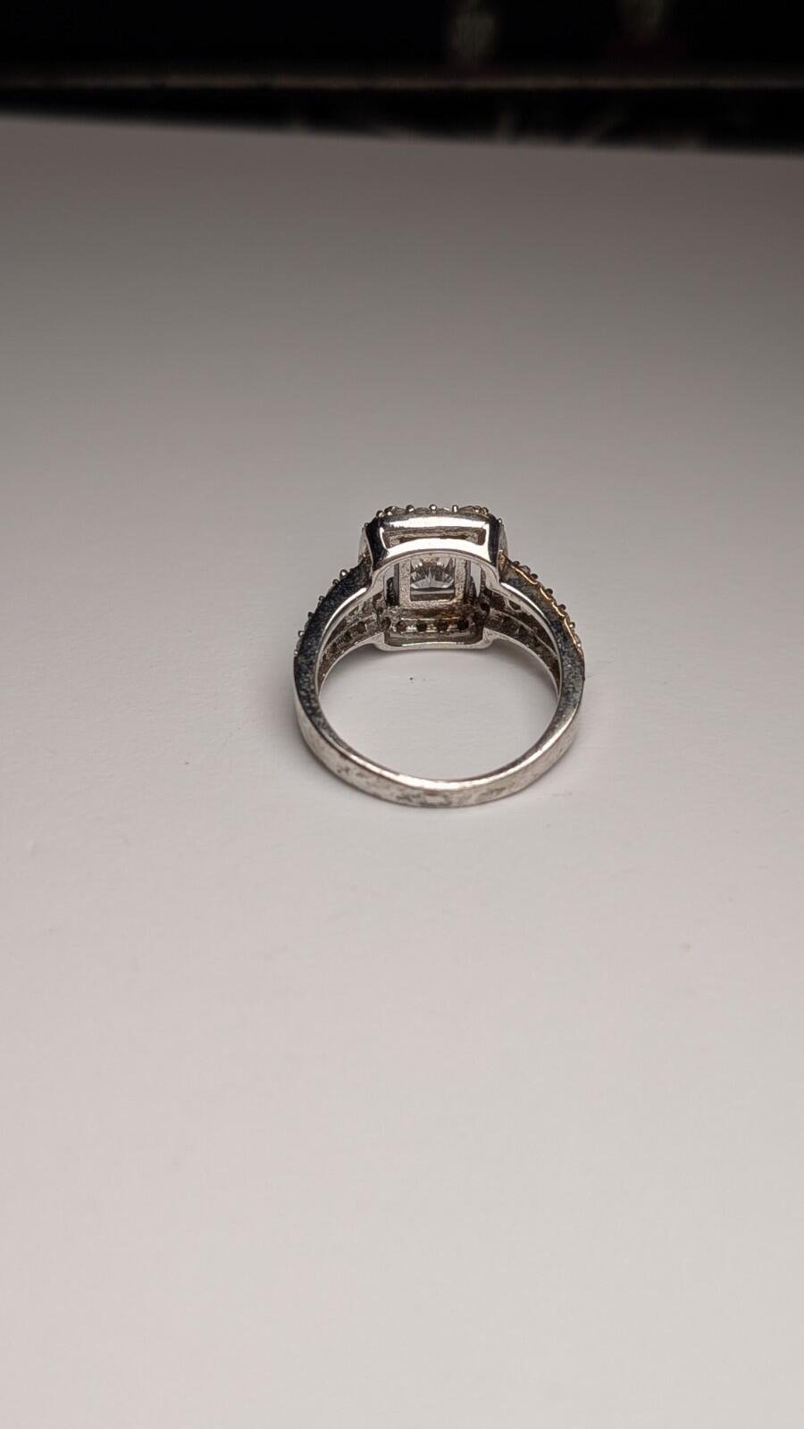 Vintage Sterling Silver CZ Clear Cluster Gemstone Ring | Size O | 925 - Image 9