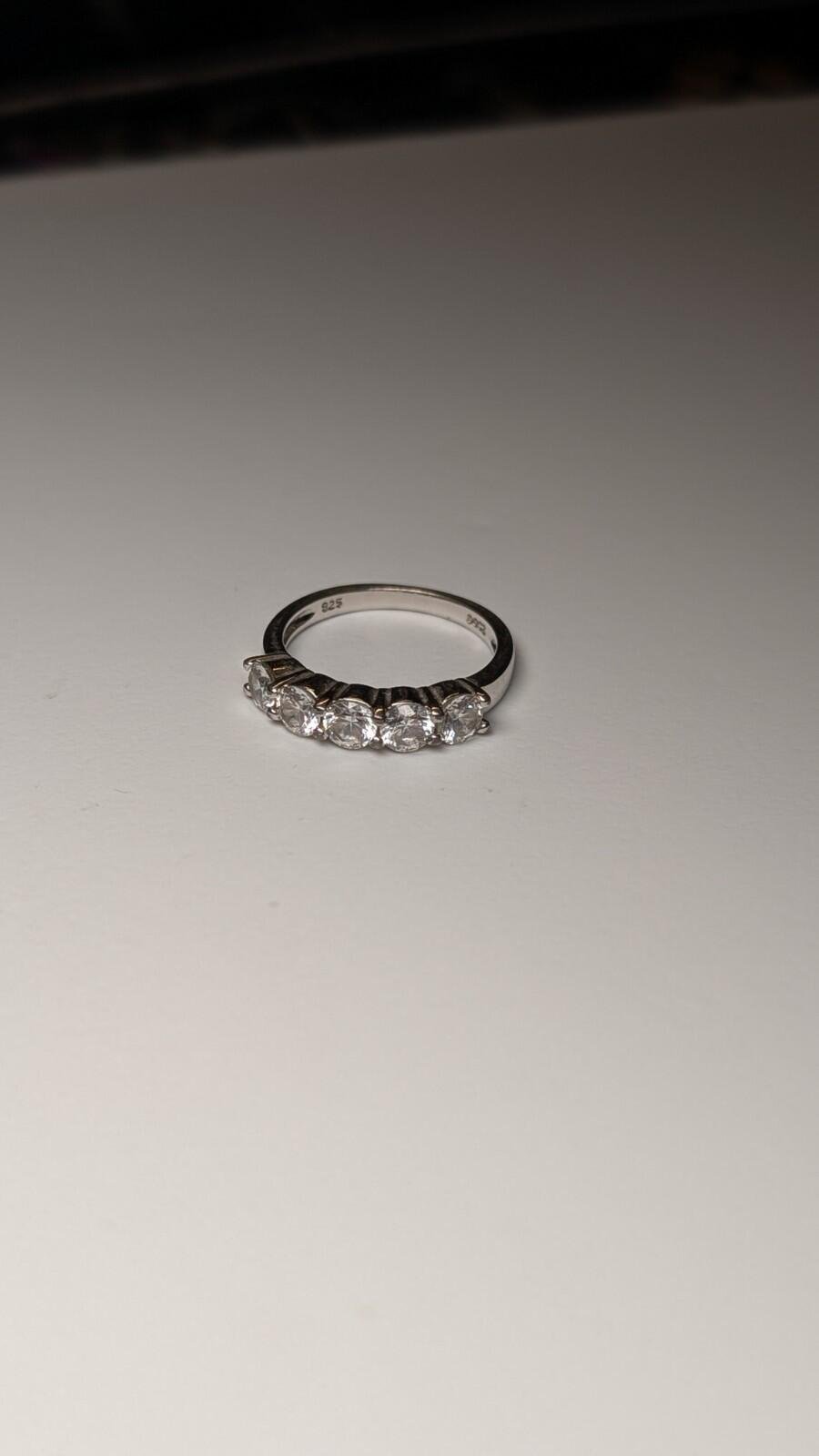 Vintage Sterling Silver CZ 5 Stone Clear Gemstone Ring | Size L 1/2 | 925 - Image 3