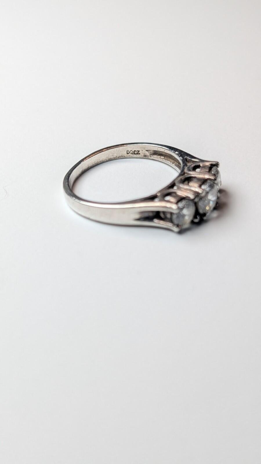 Vintage Sterling Silver CZ 3 Stone Ring | Size N | 925 Silver - Image 2