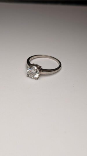 Vintage Sterling Silver CZ Stone Clear Gemstone Ring | Size T 1/2 | 925
