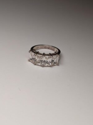 Vintage Sterling Silver CZ 4 Stone Clear Gemstone Ring | Size L 1/2 | 925