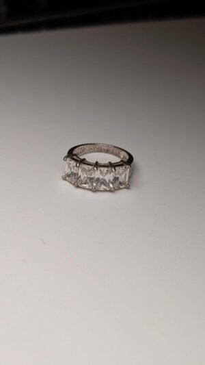 Vintage Sterling Silver CZ 4 Stone Clear Gemstone Ring | Size L 1/2 | 925
