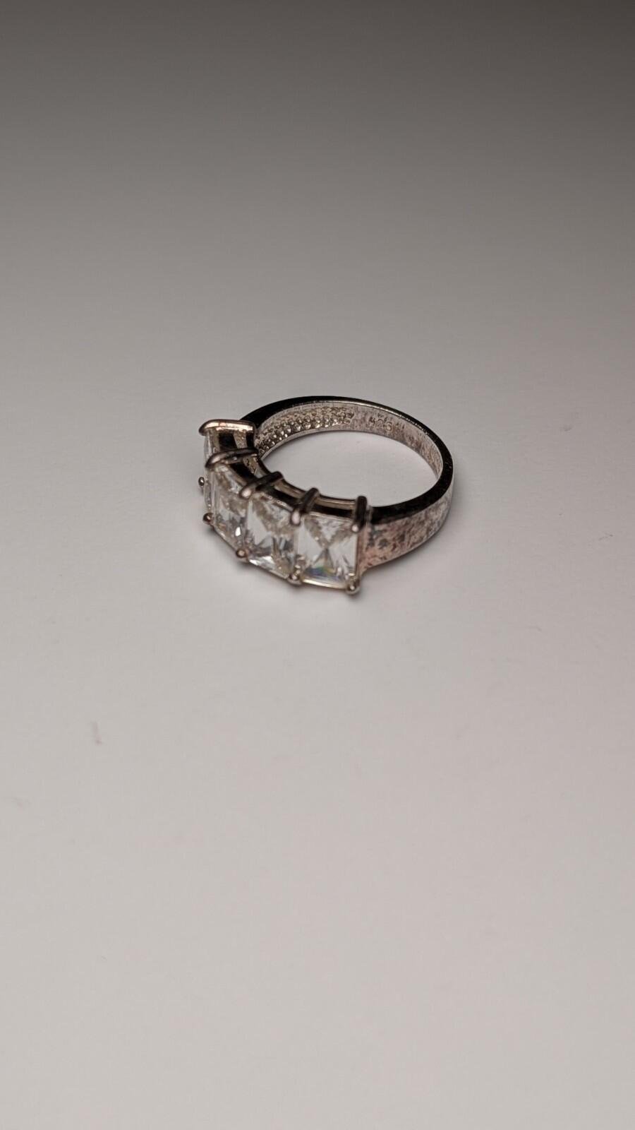 Vintage Sterling Silver CZ 4 Stone Clear Gemstone Ring | Size L 1/2 | 925 - Image 2