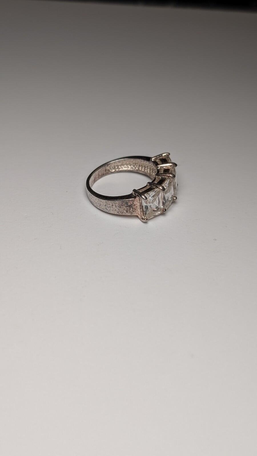 Vintage Sterling Silver CZ 4 Stone Clear Gemstone Ring | Size L 1/2 | 925 - Image 4