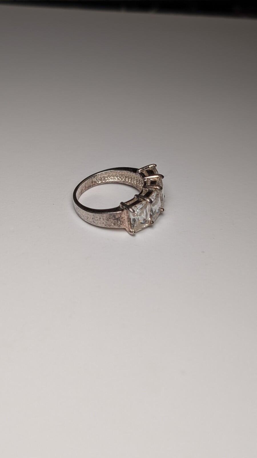 Vintage Sterling Silver CZ 4 Stone Clear Gemstone Ring | Size L 1/2 | 925 - Image 5