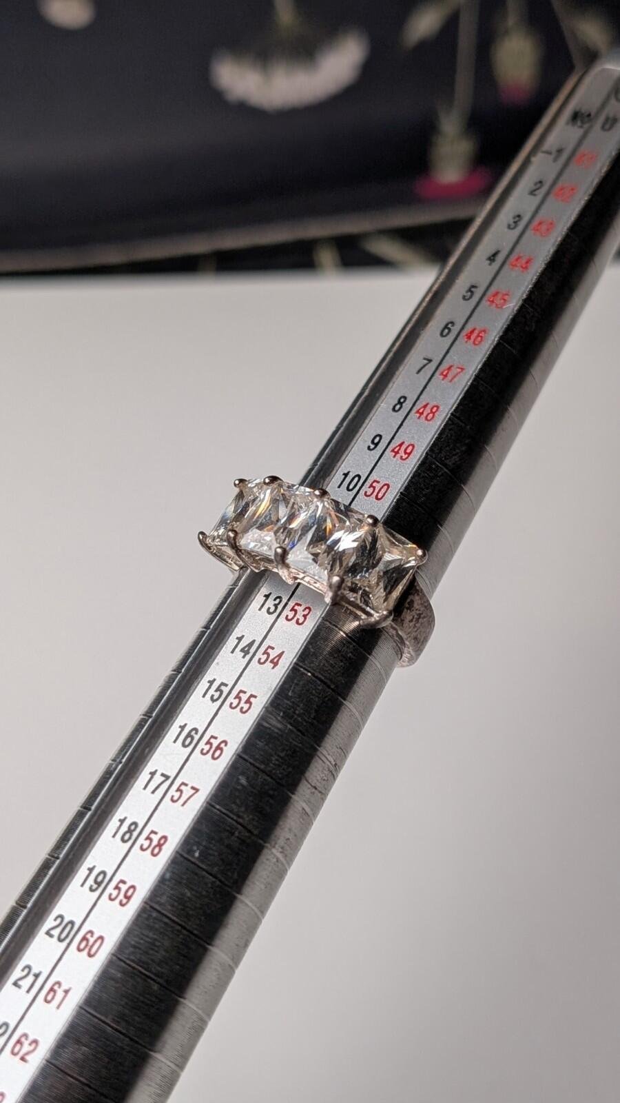 Vintage Sterling Silver CZ 4 Stone Clear Gemstone Ring | Size L 1/2 | 925 - Image 7