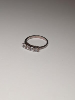 Vintage Sterling Silver CZ 5 Stone Clear Gemstone Ring | Size L 1/2 | 925