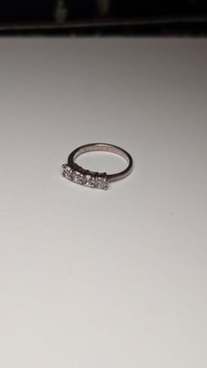 Vintage Sterling Silver CZ 5 Stone Clear Gemstone Ring | Size L 1/2 | 925