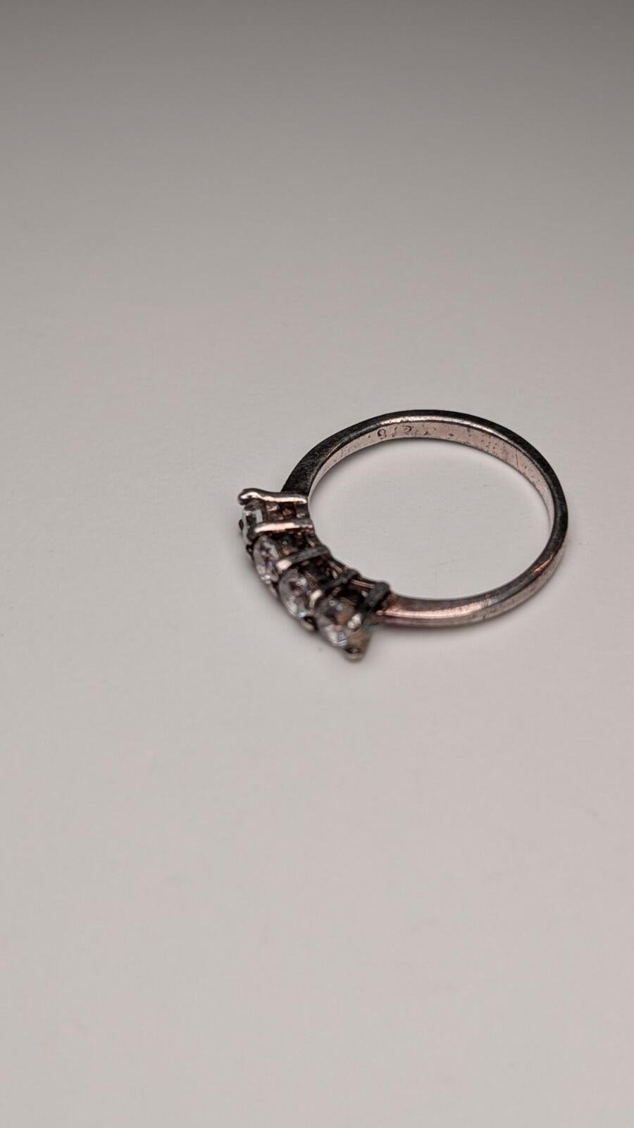Vintage Sterling Silver CZ 5 Stone Clear Gemstone Ring | Size L 1/2 | 925 - Image 2