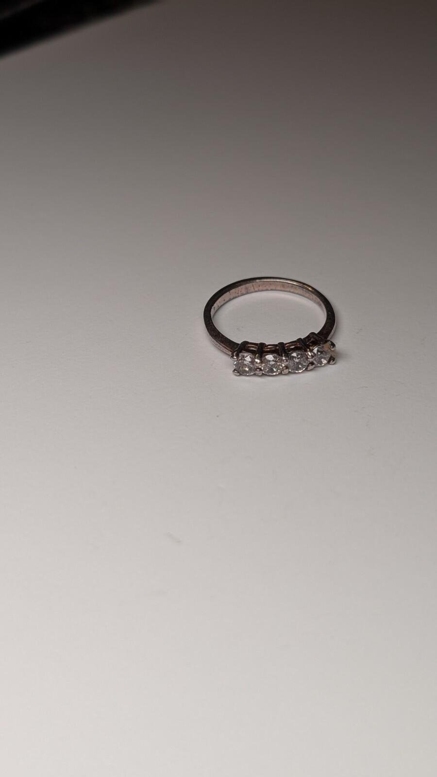 Vintage Sterling Silver CZ 5 Stone Clear Gemstone Ring | Size L 1/2 | 925 - Image 3