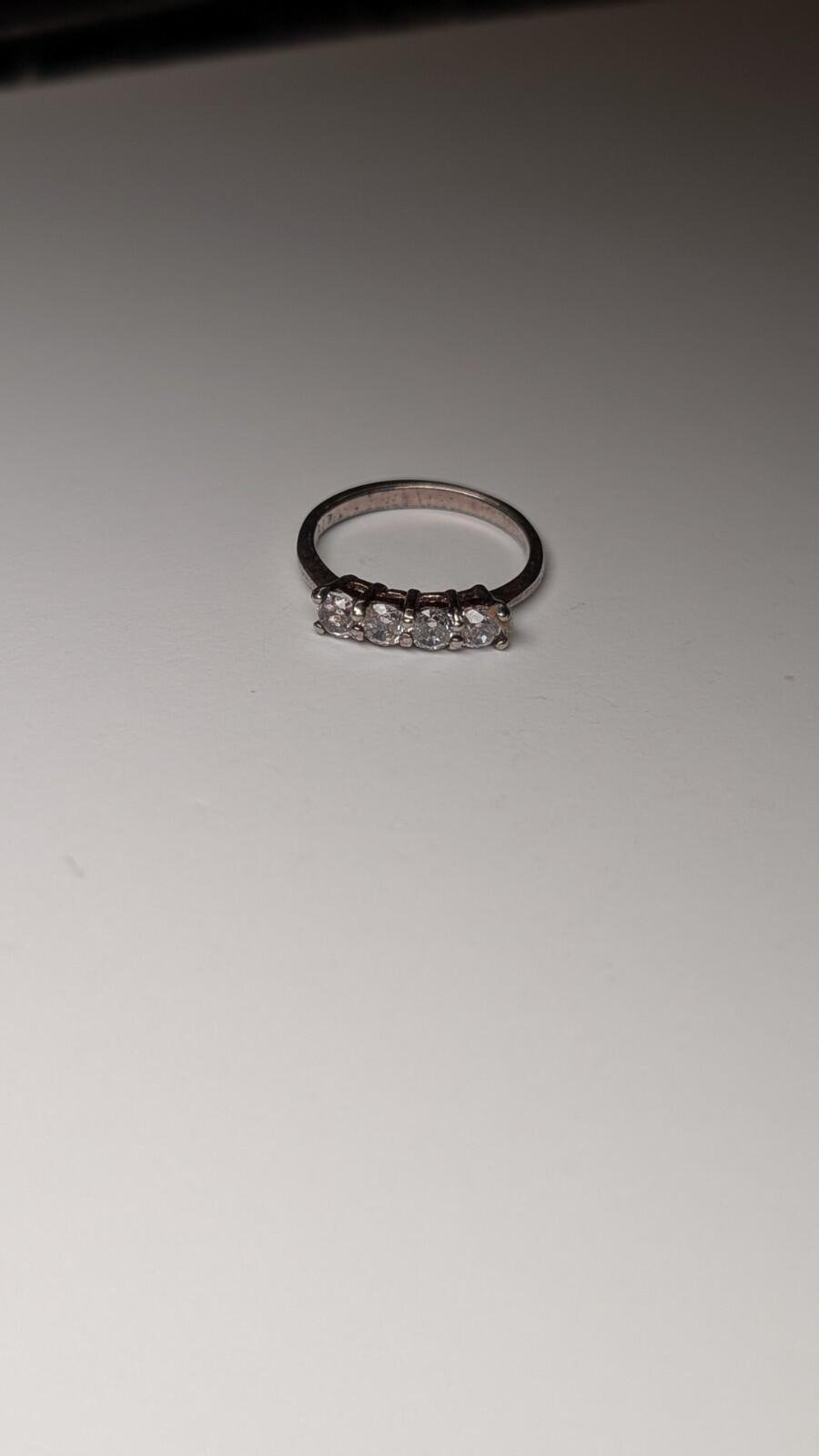 Vintage Sterling Silver CZ 5 Stone Clear Gemstone Ring | Size L 1/2 | 925 - Image 4