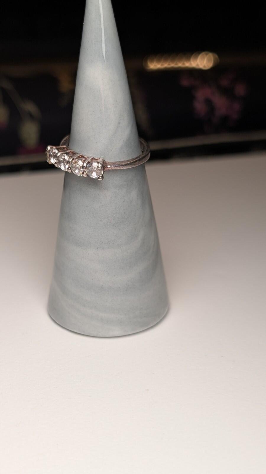 Vintage Sterling Silver CZ 5 Stone Clear Gemstone Ring | Size L 1/2 | 925 - Image 5
