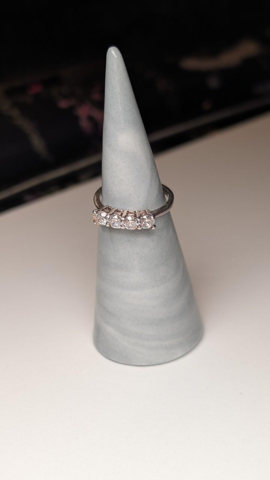 Vintage Sterling Silver CZ 5 Stone Clear Gemstone Ring | Size L 1/2 | 925 - Image 6