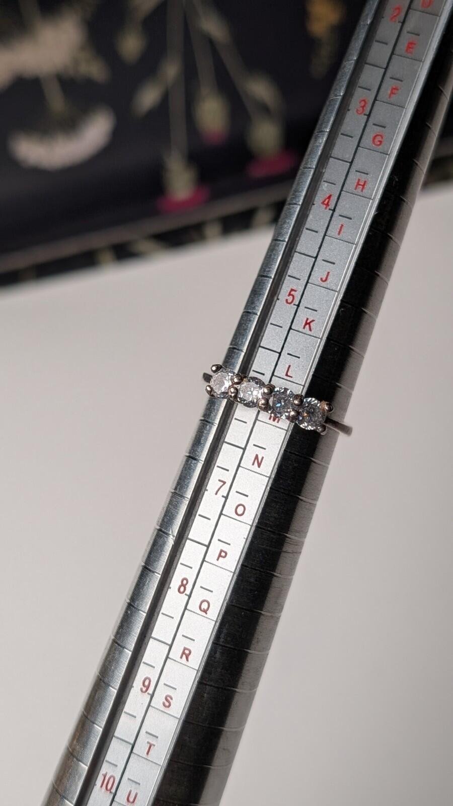 Vintage Sterling Silver CZ 5 Stone Clear Gemstone Ring | Size L 1/2 | 925 - Image 8