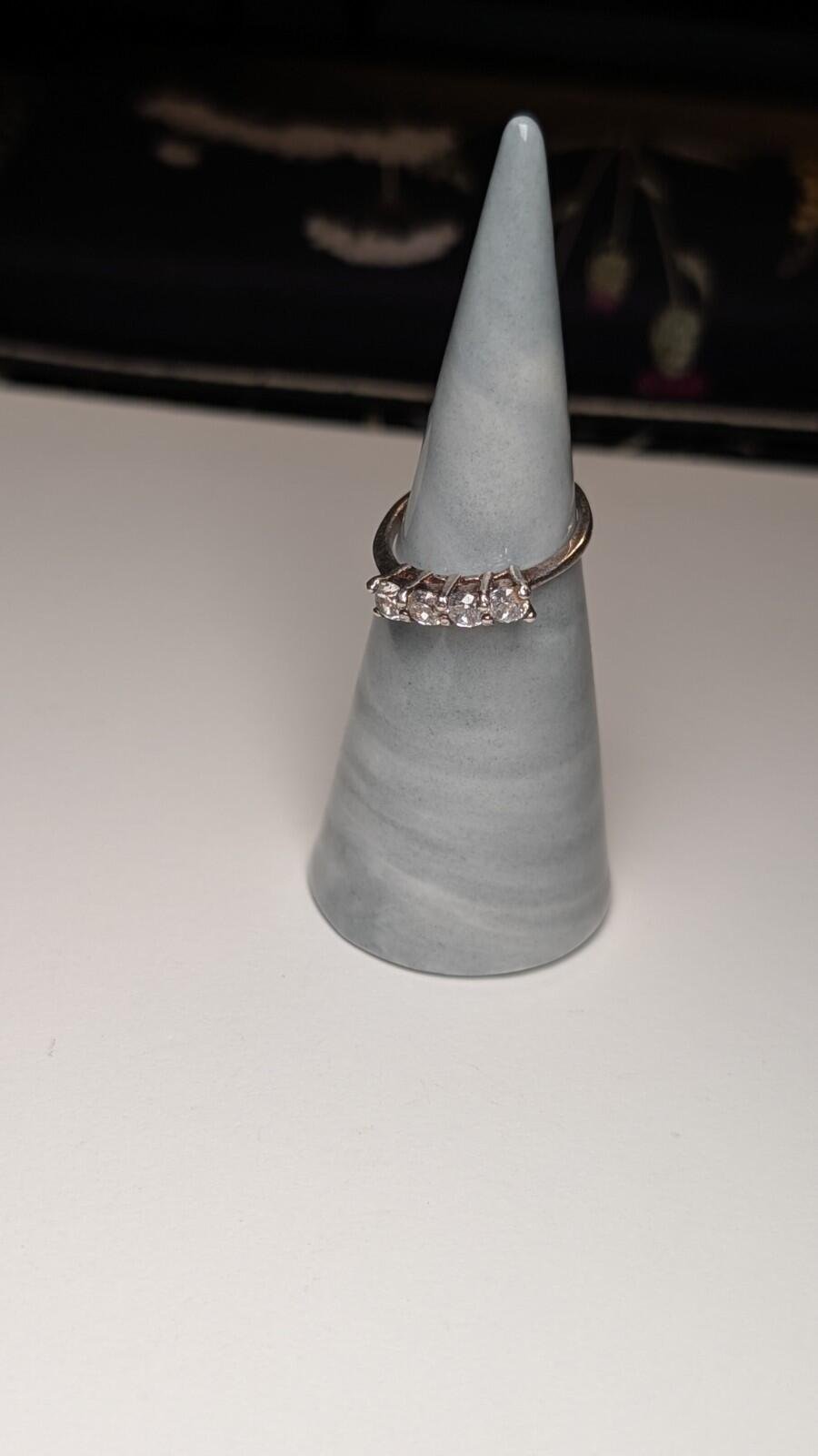 Vintage Sterling Silver CZ 5 Stone Clear Gemstone Ring | Size L 1/2 | 925 - Image 10