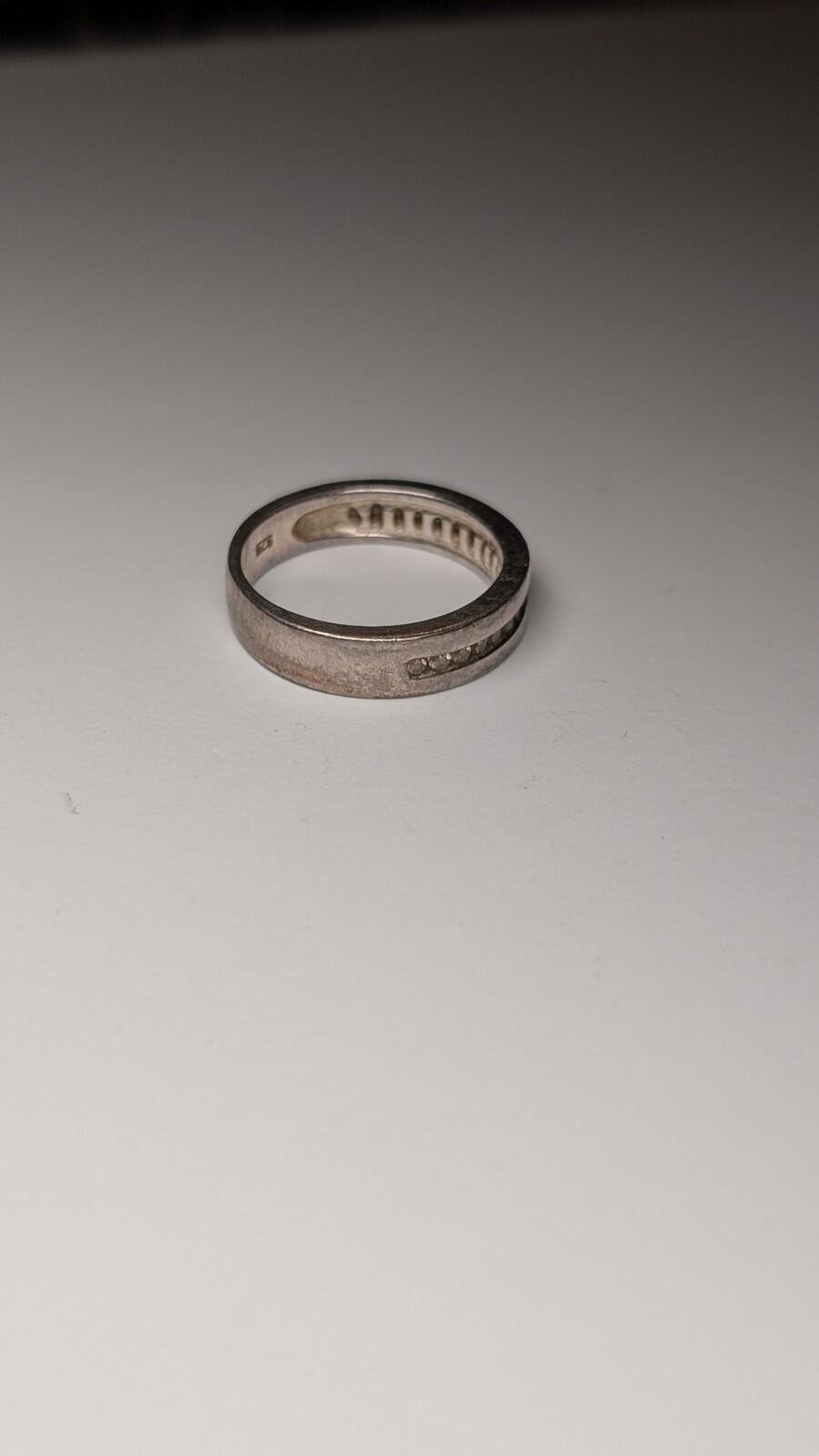 Vintage Sterling Silver CZ Stone Clear Gemstone Band Ring | Size O 1/2 | 925 - Image 2