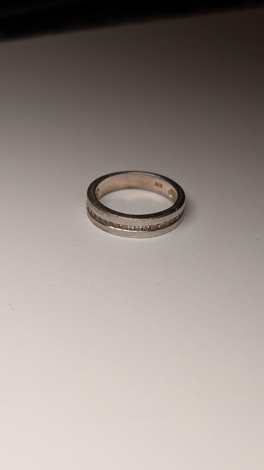 Vintage Sterling Silver CZ Stone Clear Gemstone Band Ring | Size O 1/2 | 925 - Image 3