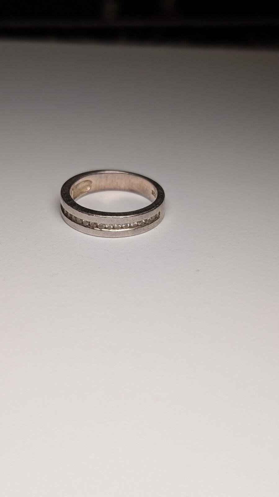 Vintage Sterling Silver CZ Stone Clear Gemstone Band Ring | Size O 1/2 | 925 - Image 4