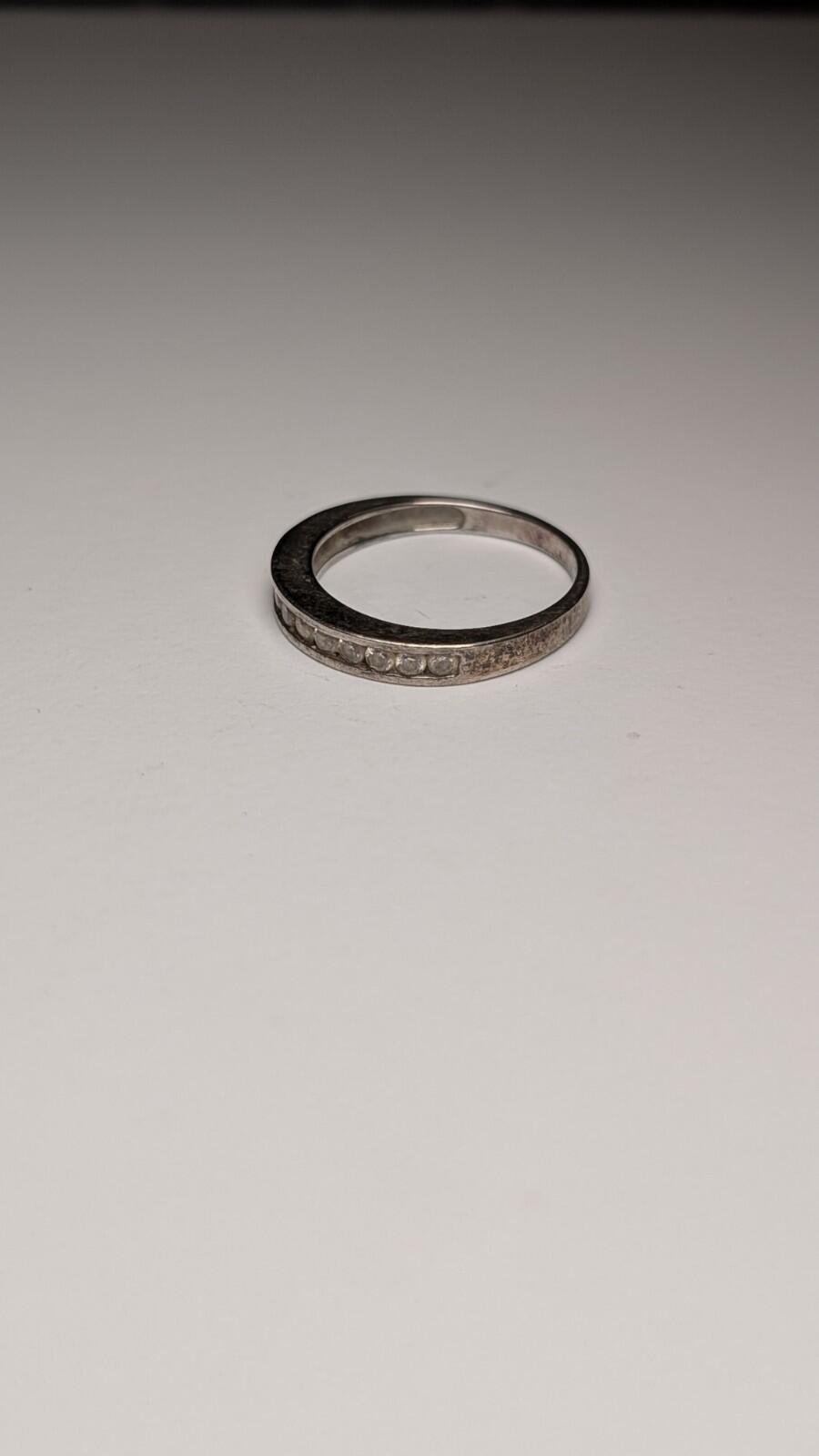 Vintage Sterling Silver CZ Stone Clear Gemstone Band Ring | Size J 1/2 | 925 - Image 2