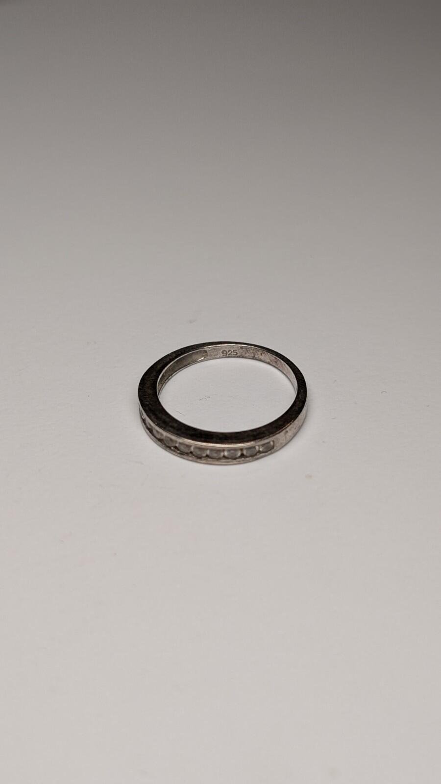 Vintage Sterling Silver CZ Stone Clear Gemstone Band Ring | Size J 1/2 | 925 - Image 3