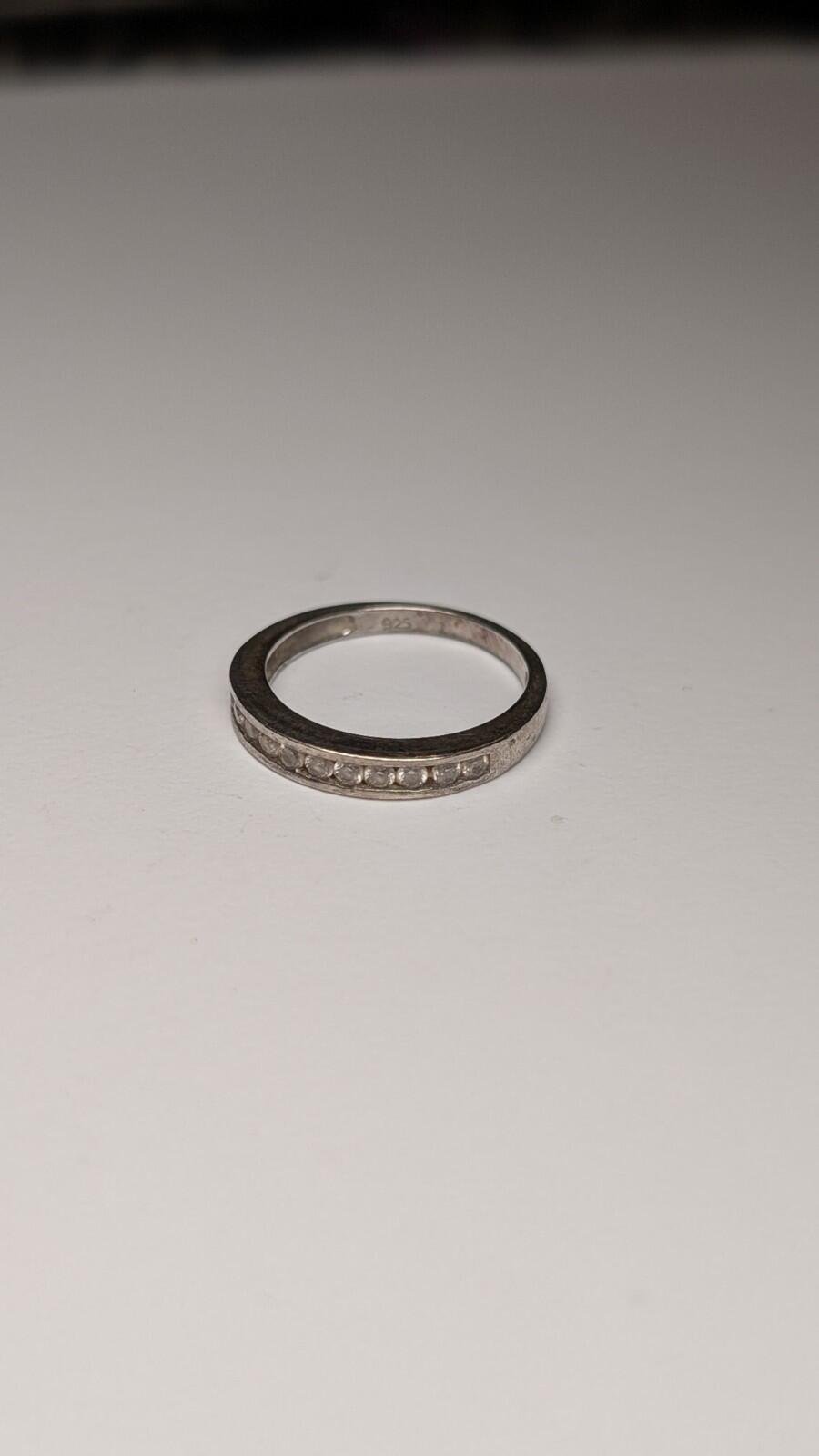 Vintage Sterling Silver CZ Stone Clear Gemstone Band Ring | Size J 1/2 | 925 - Image 4