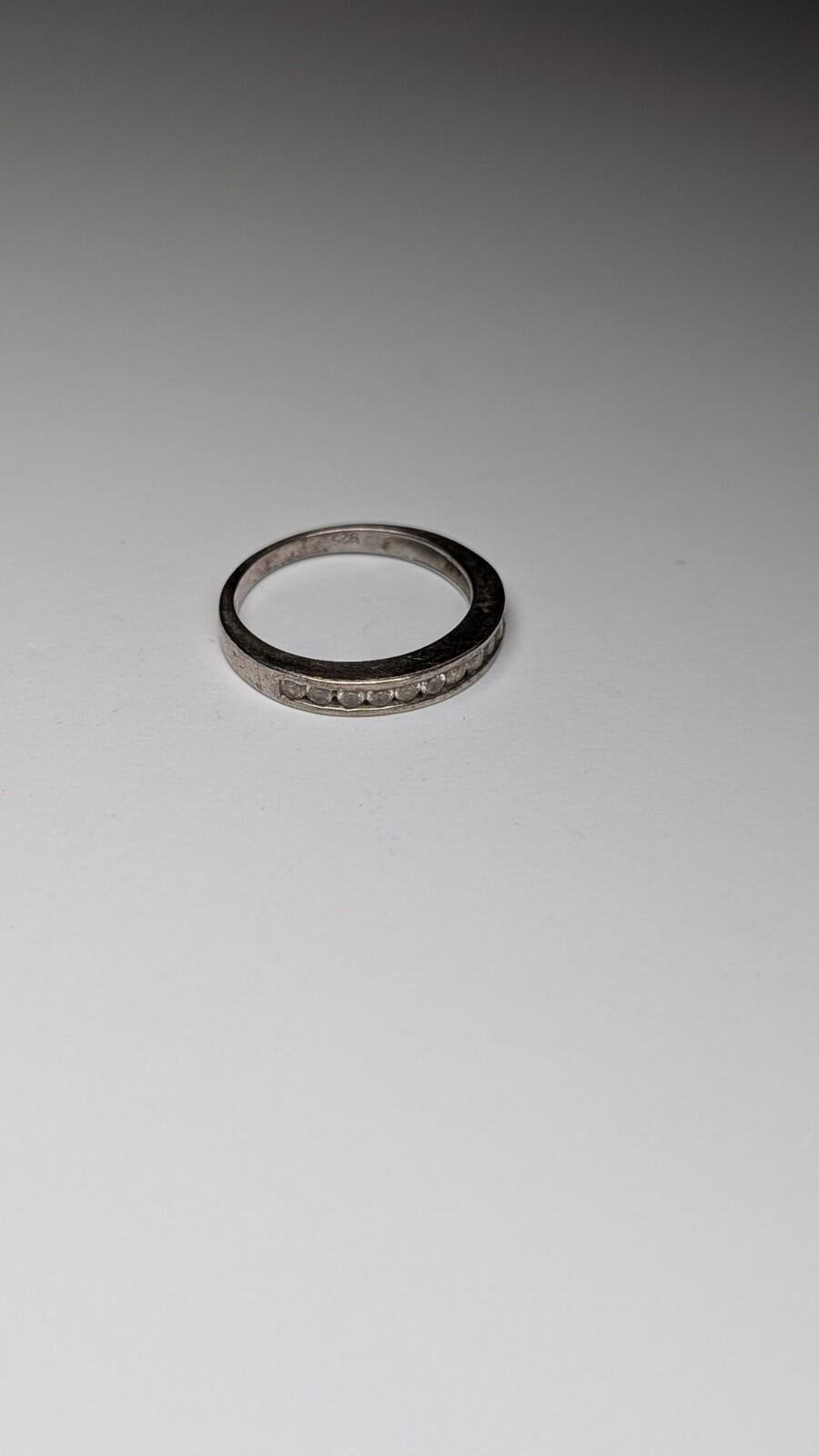Vintage Sterling Silver CZ Stone Clear Gemstone Band Ring | Size J 1/2 | 925 - Image 5