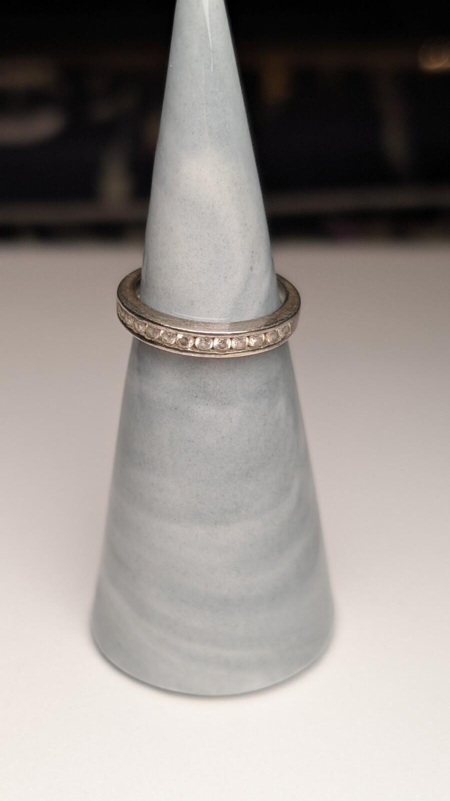Vintage Sterling Silver CZ Stone Clear Gemstone Band Ring | Size J 1/2 | 925 - Image 6