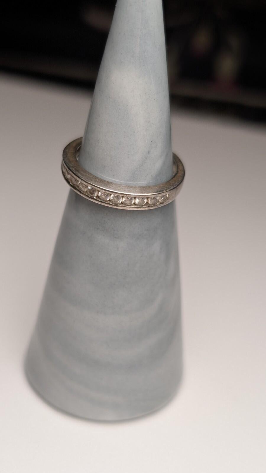 Vintage Sterling Silver CZ Stone Clear Gemstone Band Ring | Size J 1/2 | 925 - Image 7