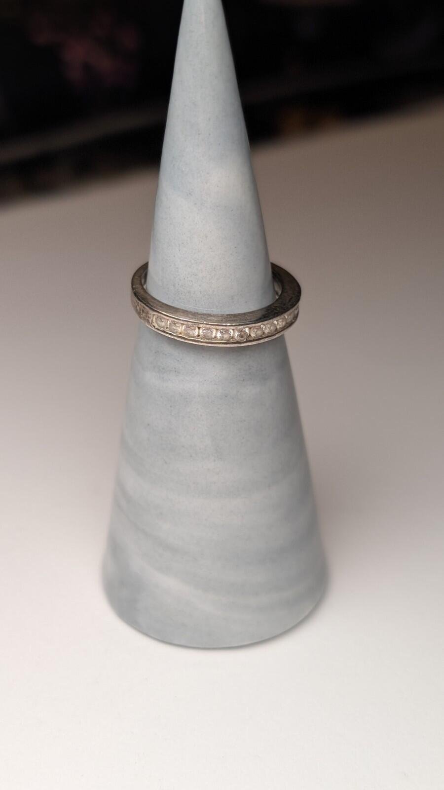 Vintage Sterling Silver CZ Stone Clear Gemstone Band Ring | Size J 1/2 | 925 - Image 8