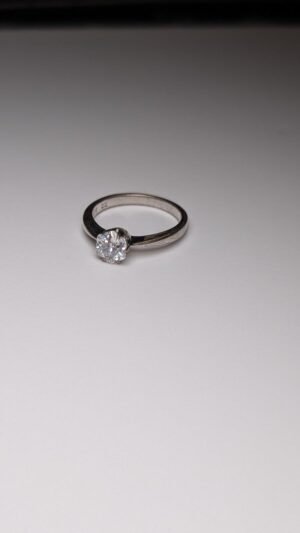 Vintage Sterling Silver Solitaire CZ Ring | Size N 1/2 | 925 Silver
