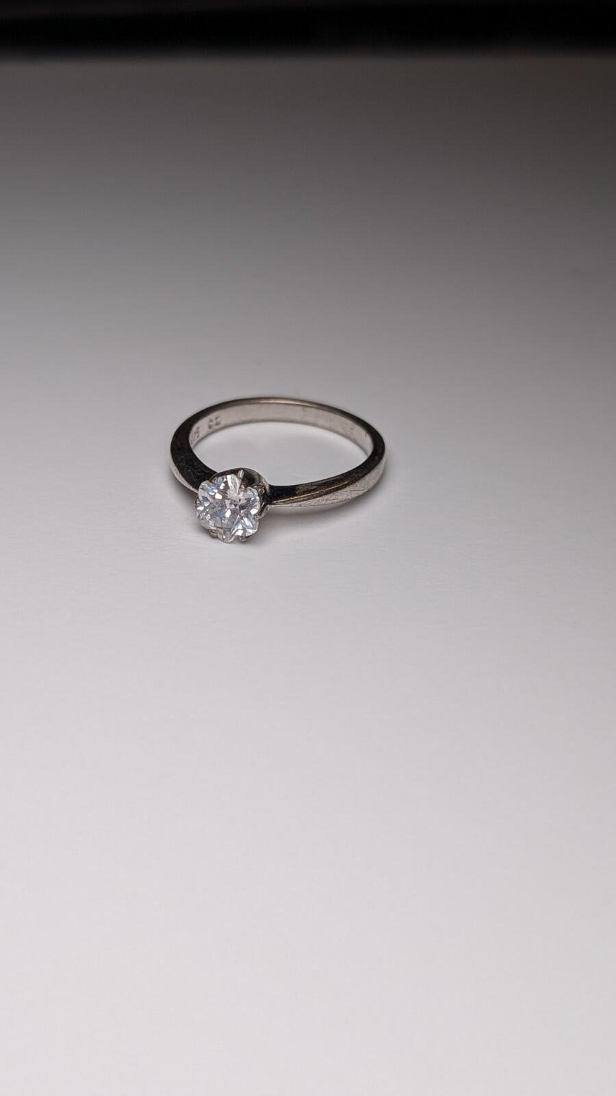 Vintage Sterling Silver Solitaire CZ Ring | Size N 1/2 | 925 Silver