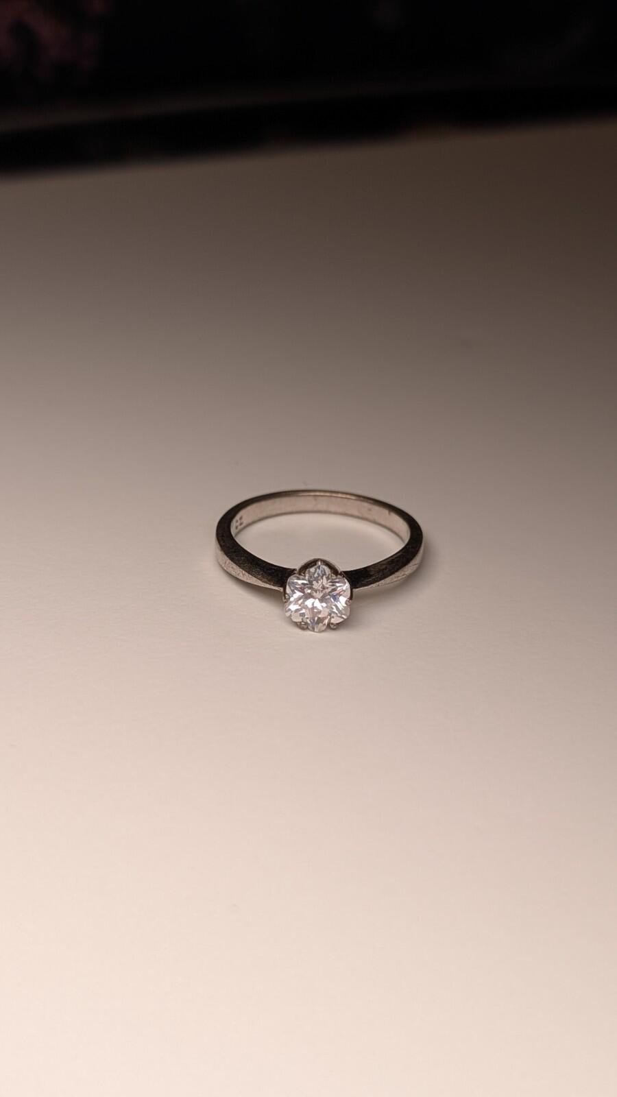 Vintage Sterling Silver Solitaire CZ Ring | Size N 1/2 | 925 Silver - Image 3