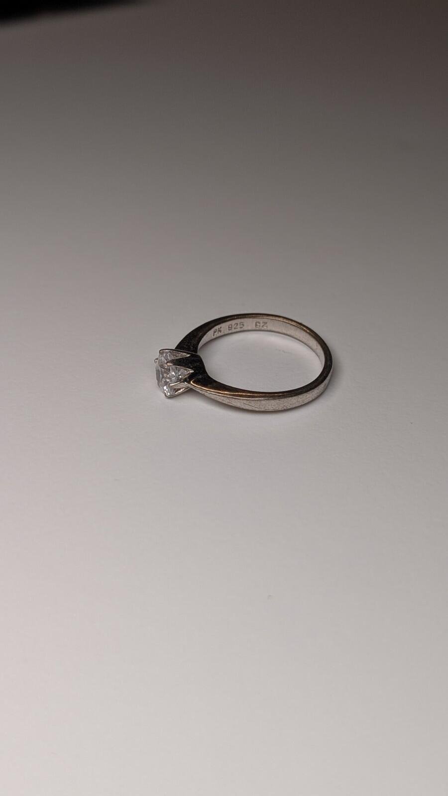 Vintage Sterling Silver Solitaire CZ Ring | Size N 1/2 | 925 Silver - Image 4