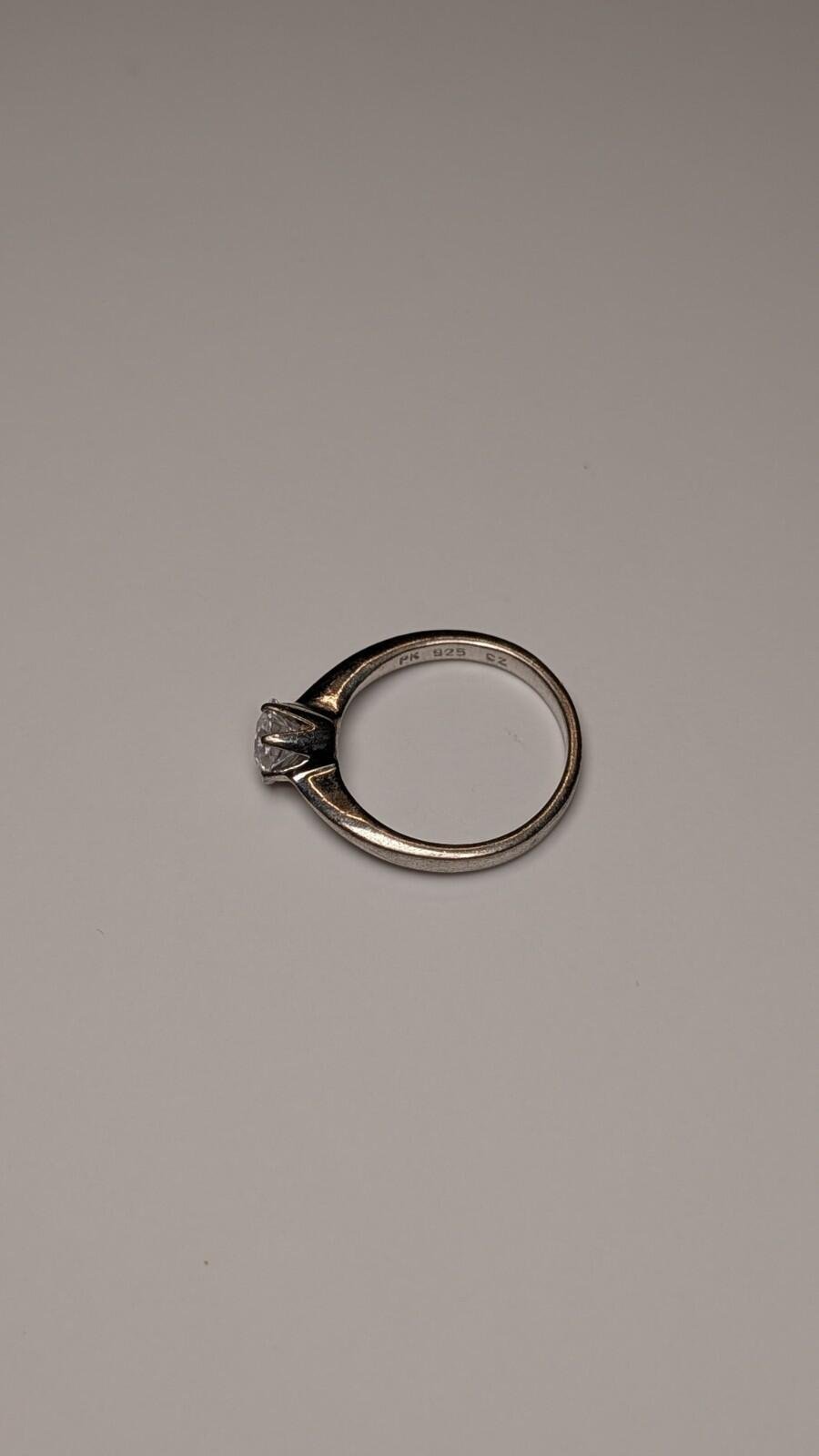 Vintage Sterling Silver Solitaire CZ Ring | Size N 1/2 | 925 Silver - Image 5