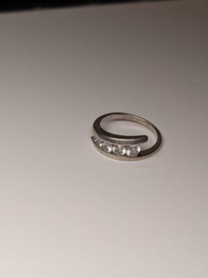 Vintage Sterling Silver CZ Gemstone Wrap Ring | Size R 1/2 | 925 Silver