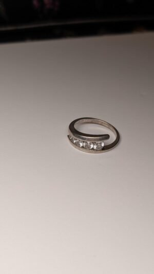 Vintage Sterling Silver CZ Gemstone Wrap Ring | Size R 1/2 | 925 Silver