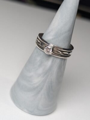 Vintage Sterling Silver Clear Gemstone Spinner Ring | O 1/2 | 925 Silver