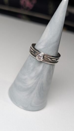 Vintage Sterling Silver Clear Gemstone Spinner Ring | O 1/2 | 925 Silver