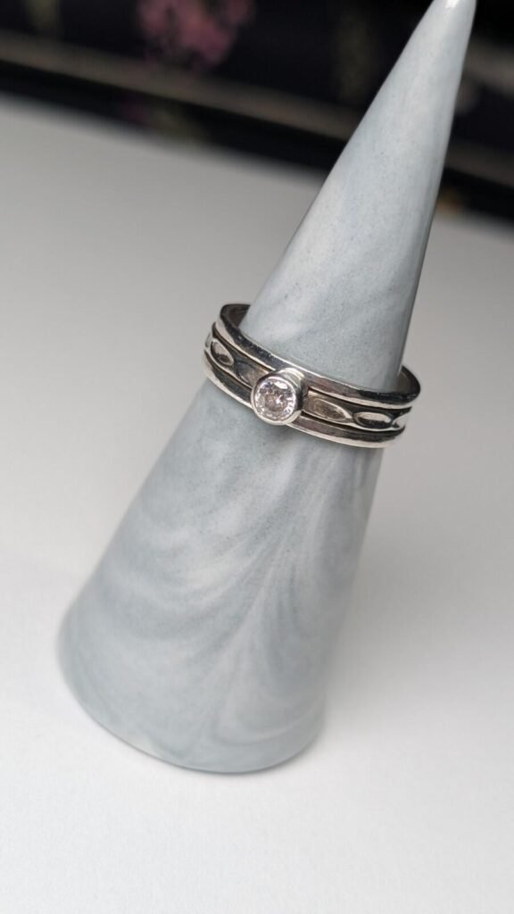 Vintage Sterling Silver Clear Gemstone Spinner Ring | O 1/2 | 925 Silver