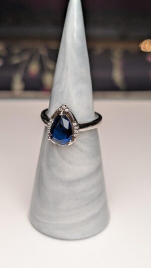 Vintage Sterling Silver Pear Drop Blue Spinel Ring | Size N 1/2 | 925 Silver