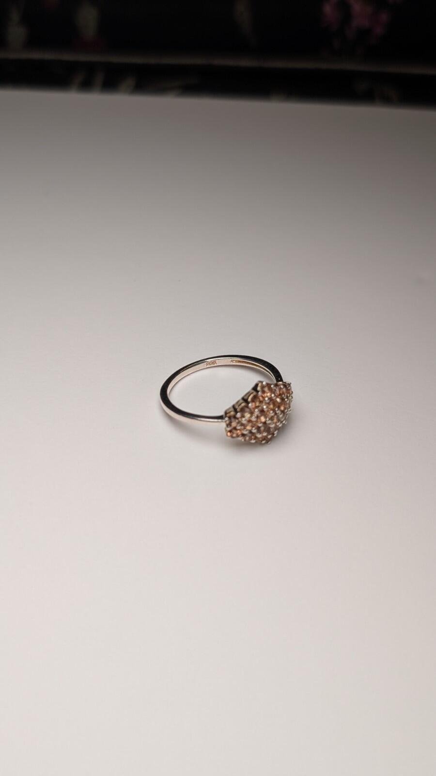 Vintage Sterling Silver Brown Zircon Cluster Ring | Size Q 1/2 | 925 Silver - Image 2