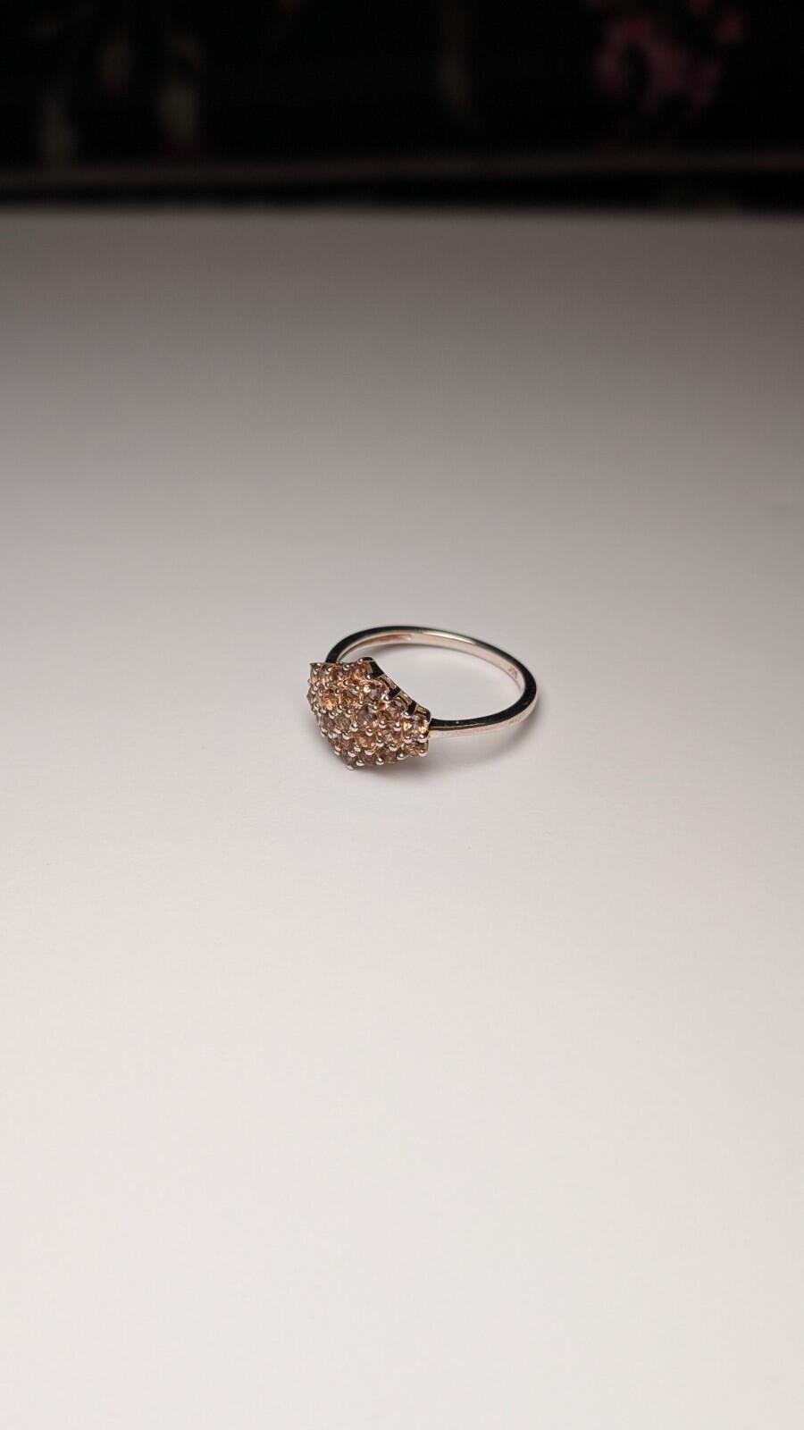 Vintage Sterling Silver Brown Zircon Cluster Ring | Size Q 1/2 | 925 Silver - Image 3