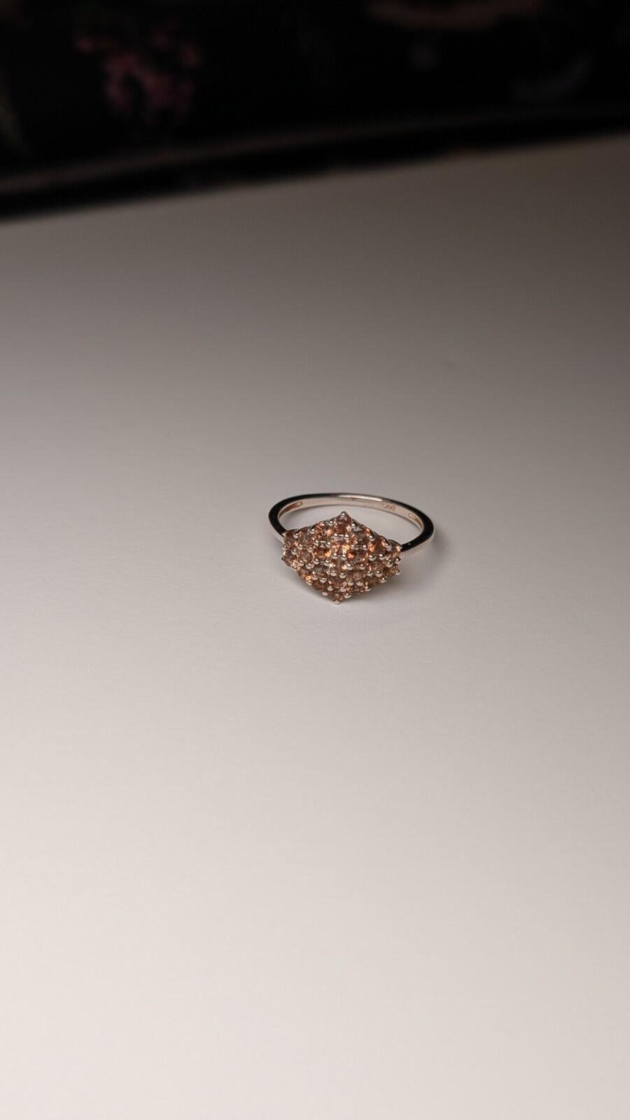 Vintage Sterling Silver Brown Zircon Cluster Ring | Size Q 1/2 | 925 Silver - Image 4
