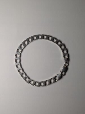 Vintage Sterling Silver Flat Curb Link Men's Bracelet | 21.5cm | 19g 925 Silver