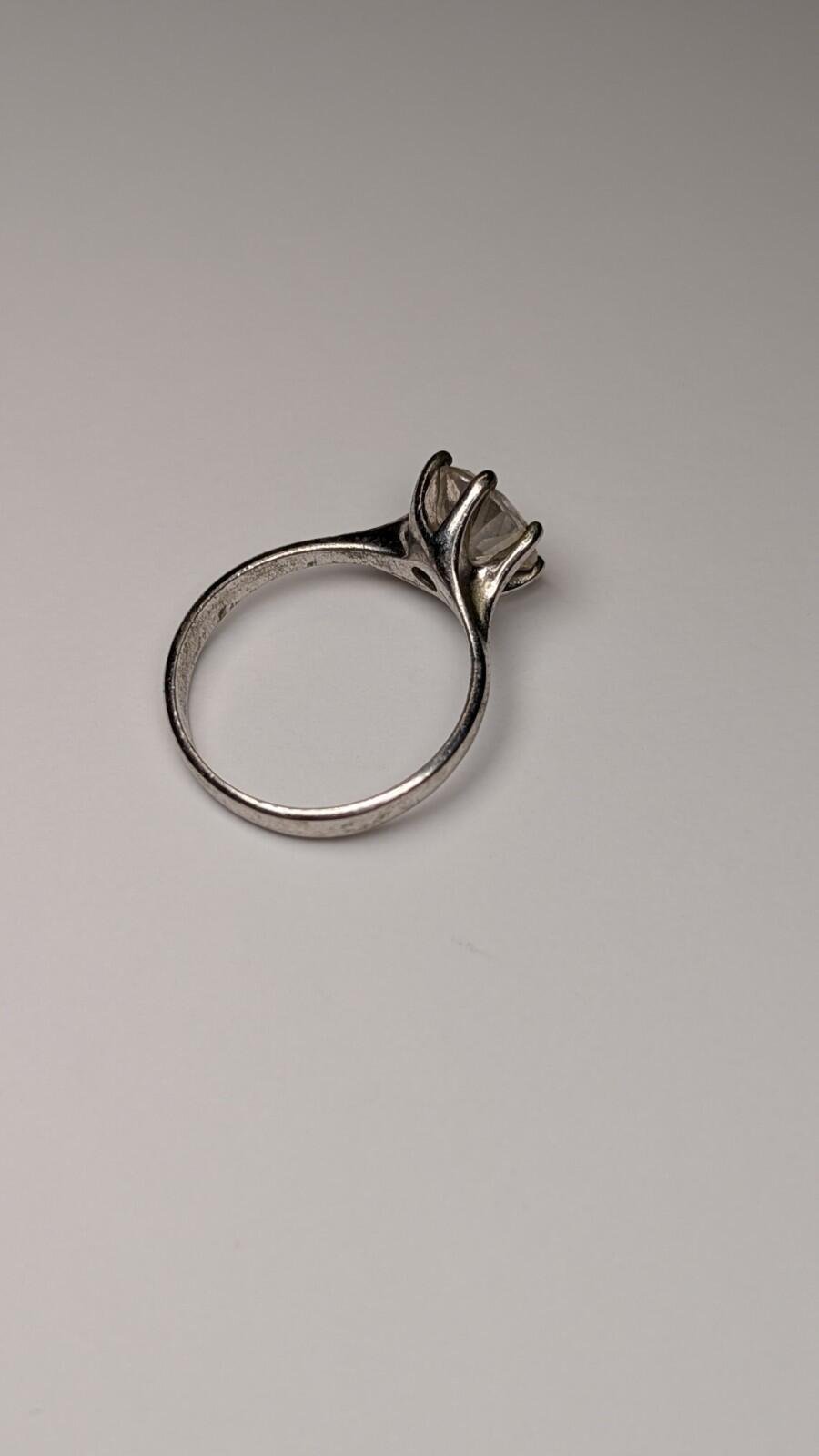 Vintage Sterling Silver CZ Gemstone Solitaire Ring | Size M 1/2 | 925 Silver - Image 2