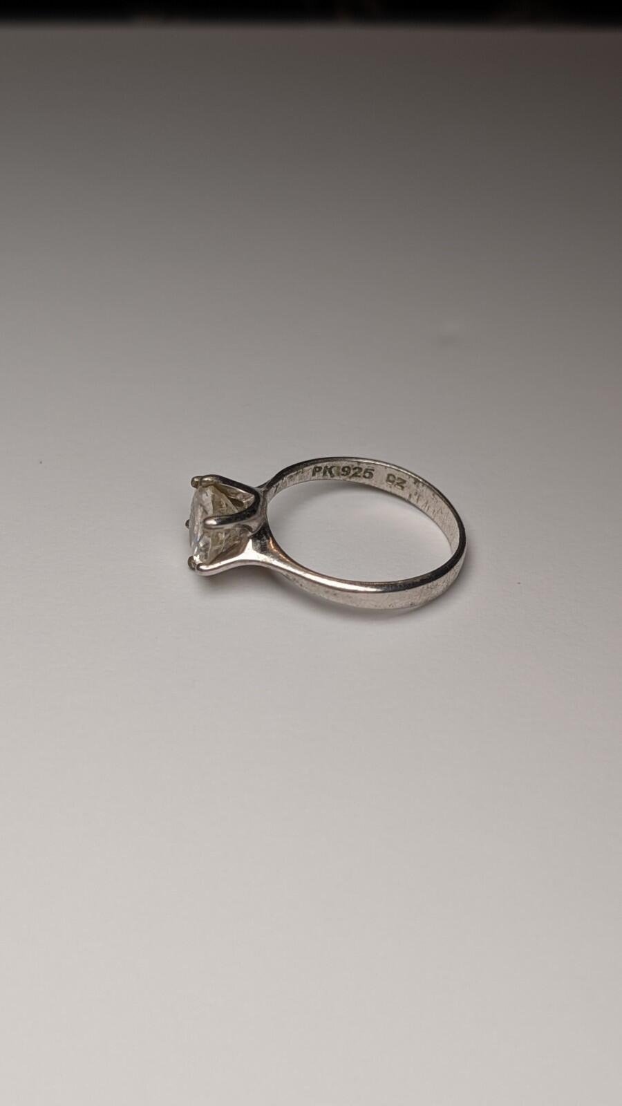 Vintage Sterling Silver CZ Gemstone Solitaire Ring | Size M 1/2 | 925 Silver - Image 3