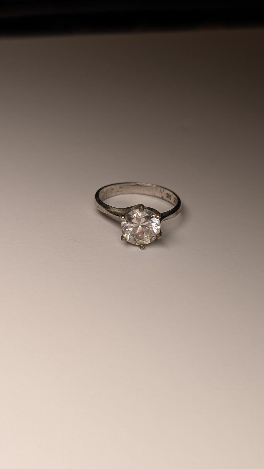 Vintage Sterling Silver CZ Gemstone Solitaire Ring | Size M 1/2 | 925 Silver - Image 4